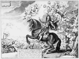 Reiterporträt von Karl II. (1630-85) mit Göttern